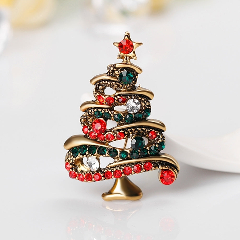 Multicolor Rhinestone Christmas Tree Brooch Pin Womens Breastpin Jewelry Gift Image 9