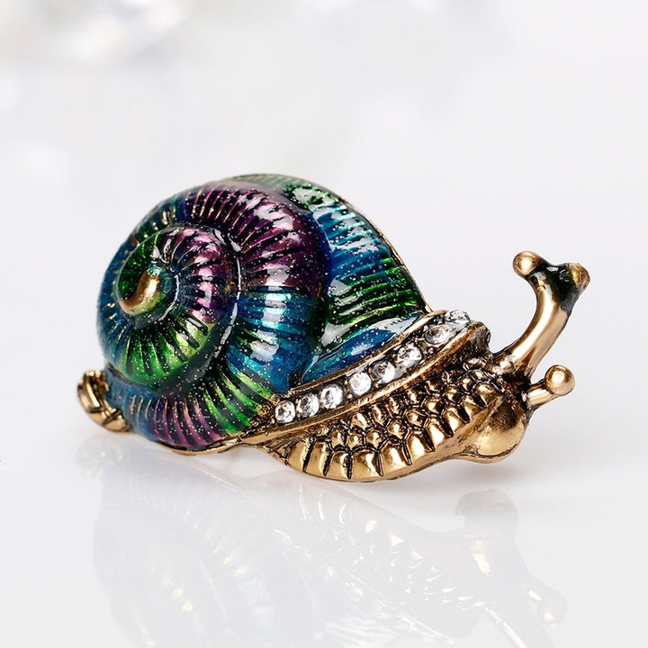 Lady Multicolor Fashion Cartoon Snail Shiny Rhinestone Enamel Brooch Pin Jewelry Image 4