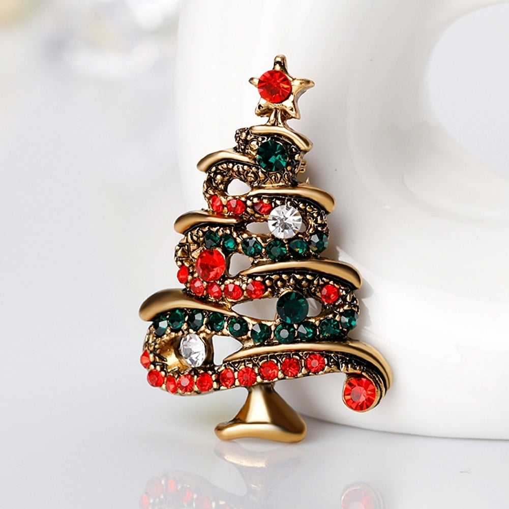 Multicolor Rhinestone Christmas Tree Brooch Pin Womens Breastpin Jewelry Gift Image 10