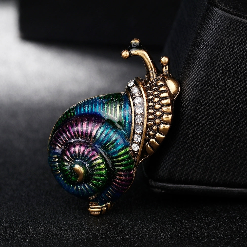 Lady Multicolor Fashion Cartoon Snail Shiny Rhinestone Enamel Brooch Pin Jewelry Image 4