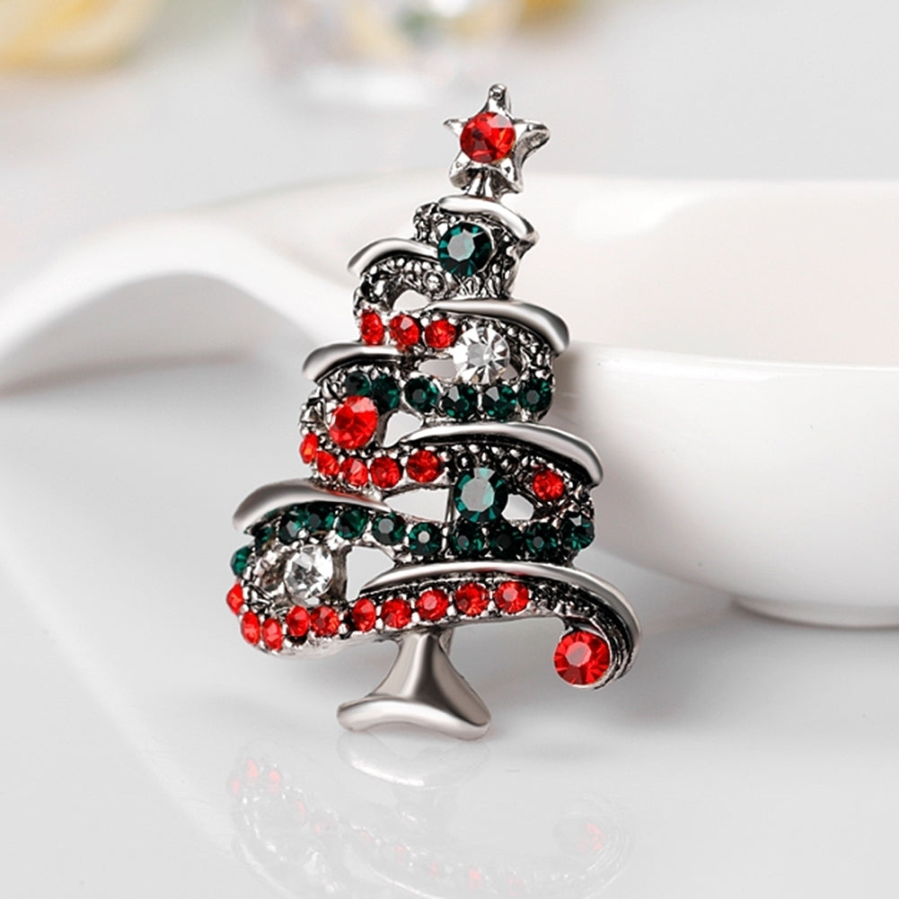 Multicolor Rhinestone Christmas Tree Brooch Pin Womens Breastpin Jewelry Gift Image 12