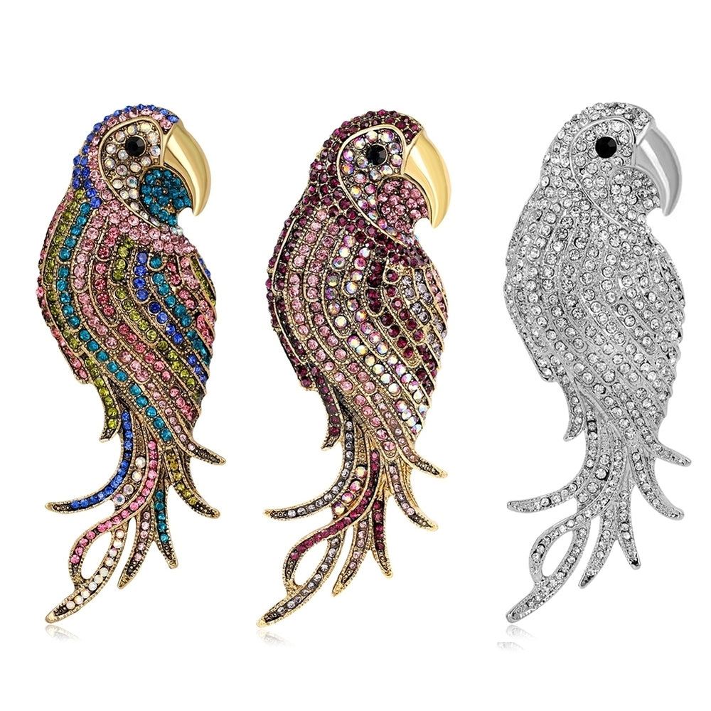 Elegant Multi-Color Parrot Rhinestone Bouquet Scarf Bag Decor Jewelry Brooch Pin Image 2