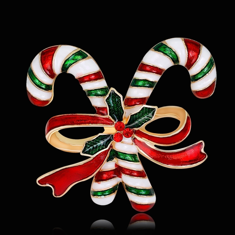 Christmas Gift Double Cane Bowknot Brooch Pin Women Breastpin Scarf Accessory Image 2