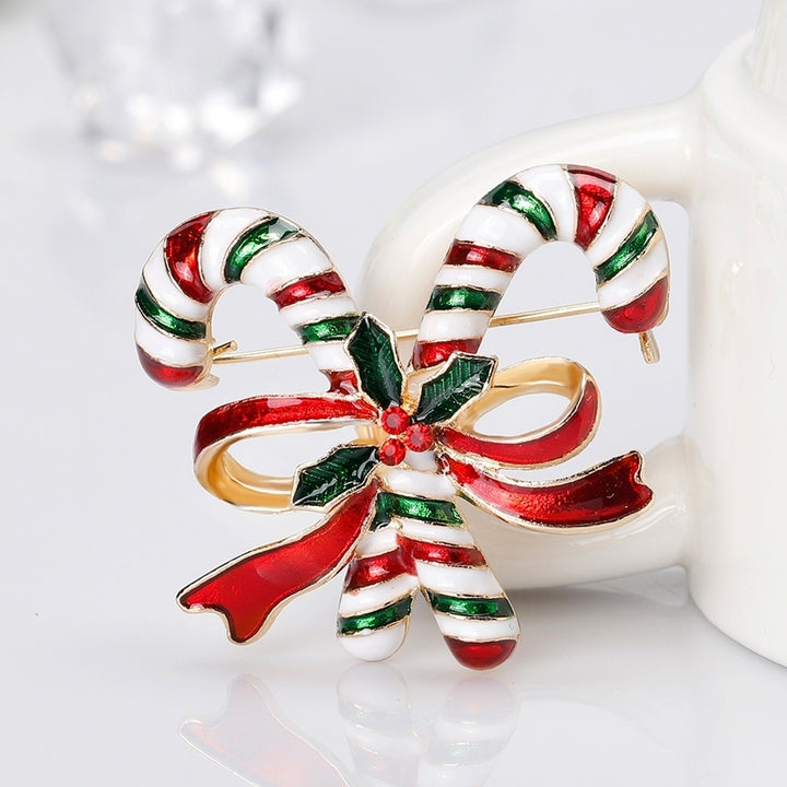 Christmas Gift Double Cane Bowknot Brooch Pin Women Breastpin Scarf Accessory Image 3