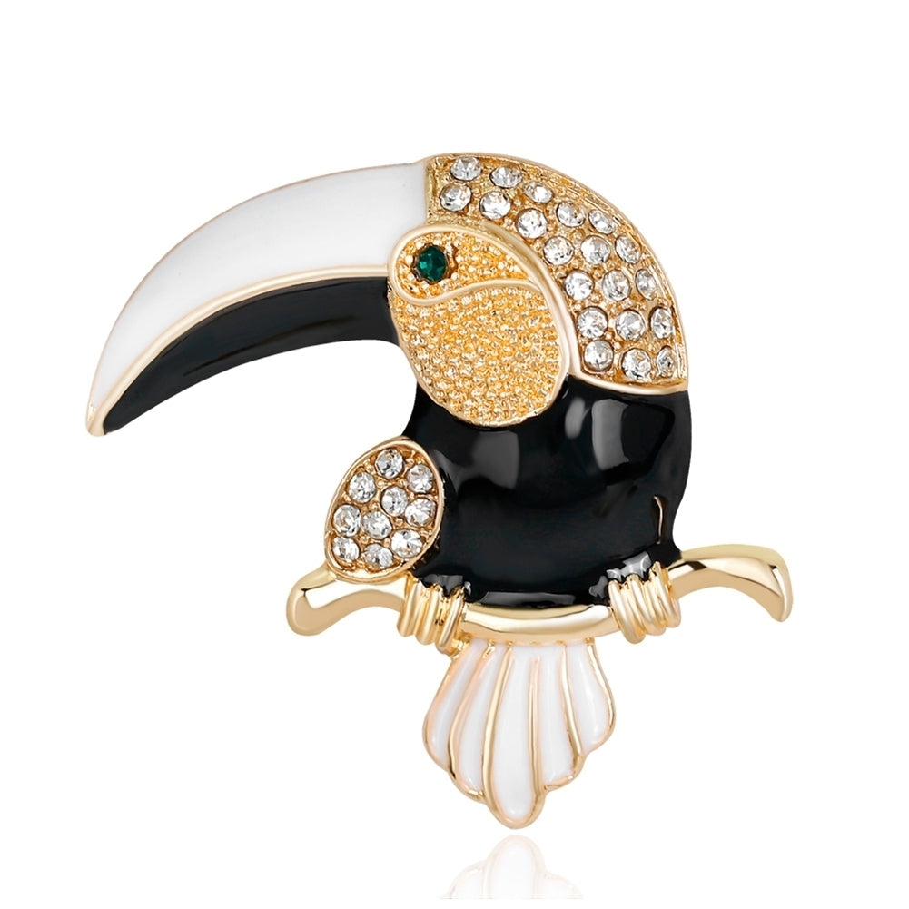 Elegant Colorful Cartoon Parrot Shiny Rhinestone Animal Women Gift Brooch Pin Image 1