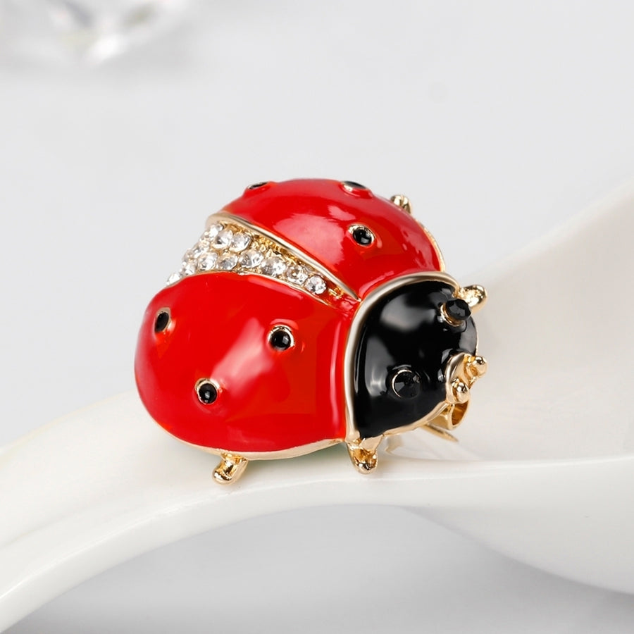 Women Scarf Accessory Cute Ladybird Rhinestone Brooch Pin Insect Breastpin Image 1