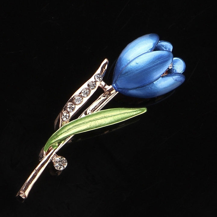 Fashion Lady Tulip Brooch Rhinestone Decor Flower Pin Elegant Suit Breastpin Image 3