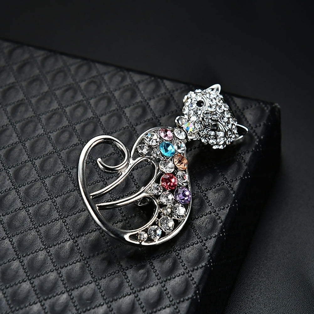 Women Cute Cat Fox Shiny Rhinestones Brooch Pin Badge Coat Dress Decor Jewelry Image 9