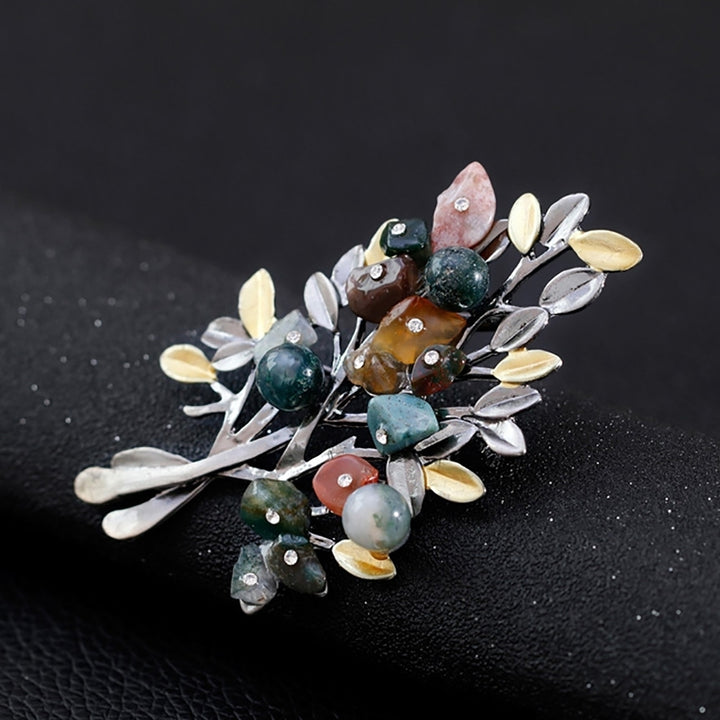 Colorful Leaves Rhinestone Brooch Pin Shirt Decor Women Jewelry Party Gift Image 4