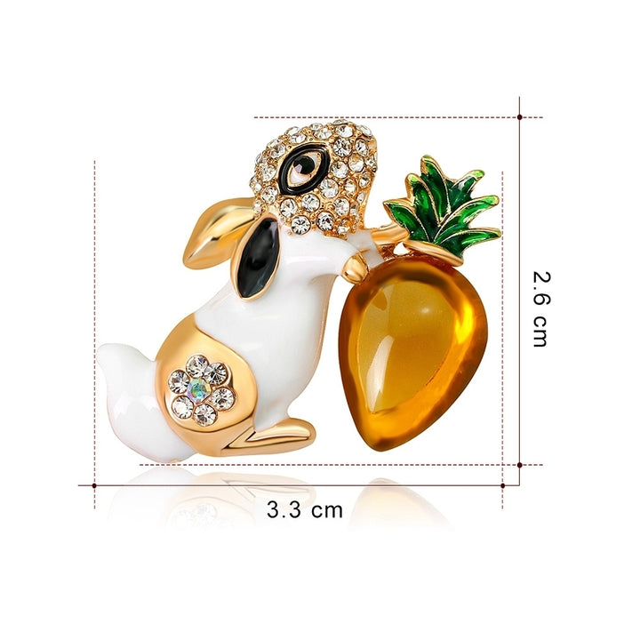 Cartoon Rabbit Carrot Rhinestone Women Brooch Pin Dress Scarf Clothes Decor Image 11