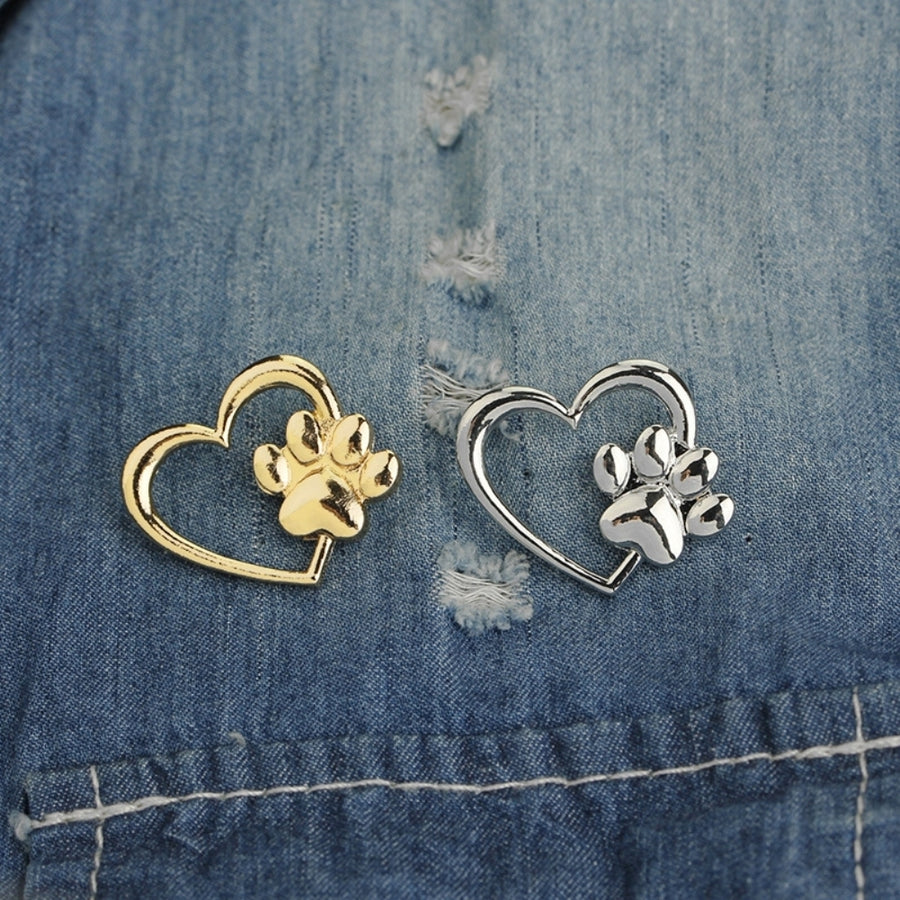 Fashion Love Heart Paw Brooch Pin Scarf Sweater Dress Unisex Decor Gift Image 1