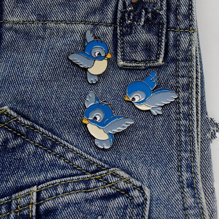 Cartoon Cute Blue Flying Bird Brooch Pin Animal Clothing Badge Bag Accessory Image 1