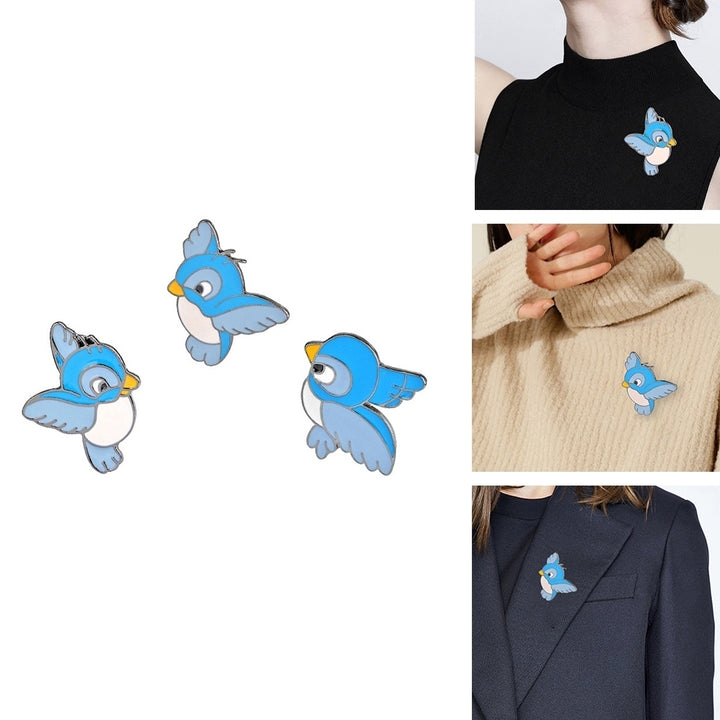 Cartoon Cute Blue Flying Bird Brooch Pin Animal Clothing Badge Bag Accessory Image 6