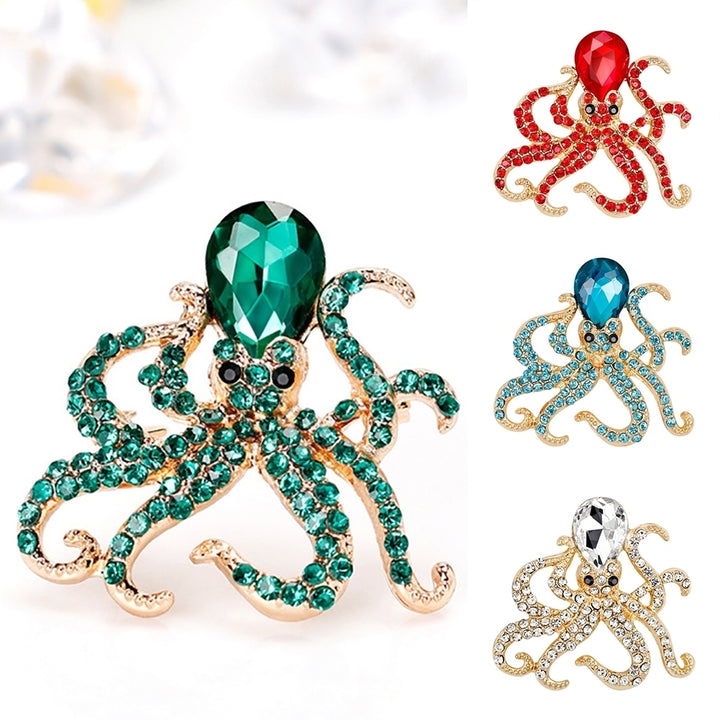 Women Fashion Rhinestones Octopus Brooch Pins Badge Coat Dress Decor Jewelry Image 1