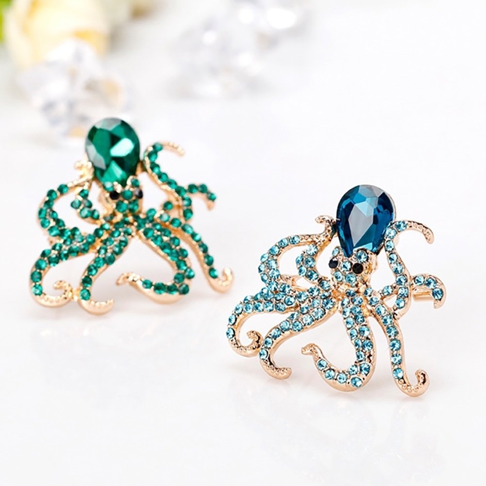 Women Fashion Rhinestones Octopus Brooch Pins Badge Coat Dress Decor Jewelry Image 2