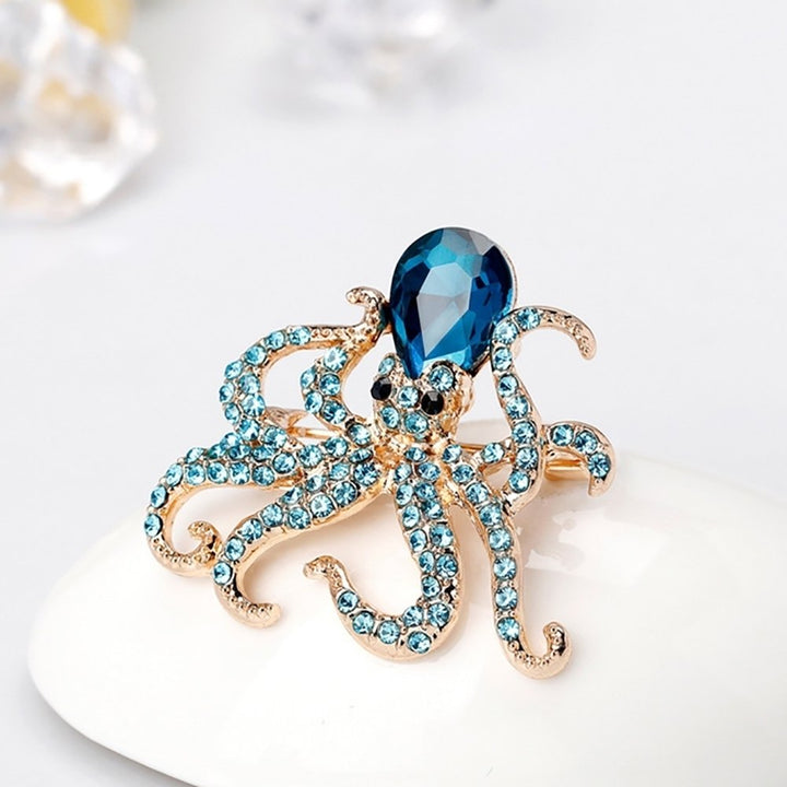 Women Fashion Rhinestones Octopus Brooch Pins Badge Coat Dress Decor Jewelry Image 4