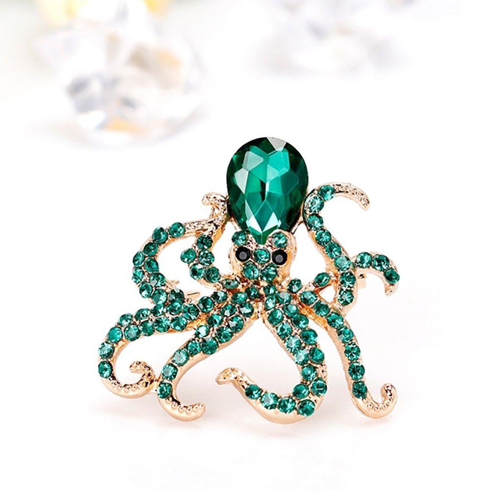 Women Fashion Rhinestones Octopus Brooch Pins Badge Coat Dress Decor Jewelry Image 4