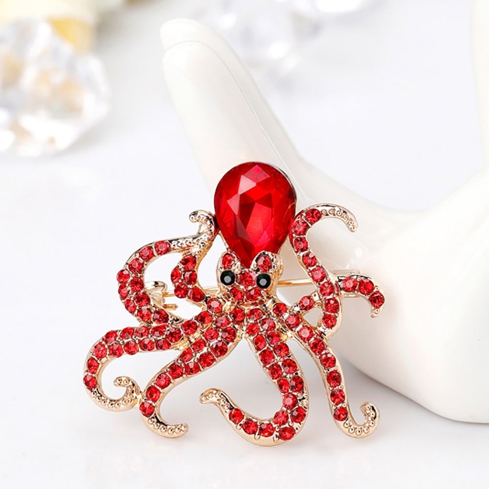 Women Fashion Rhinestones Octopus Brooch Pins Badge Coat Dress Decor Jewelry Image 6