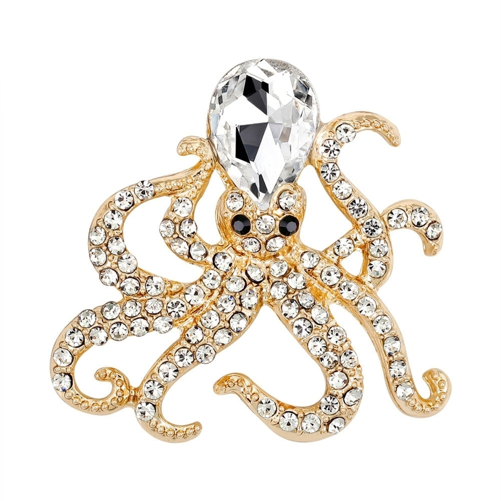 Women Fashion Rhinestones Octopus Brooch Pins Badge Coat Dress Decor Jewelry Image 9