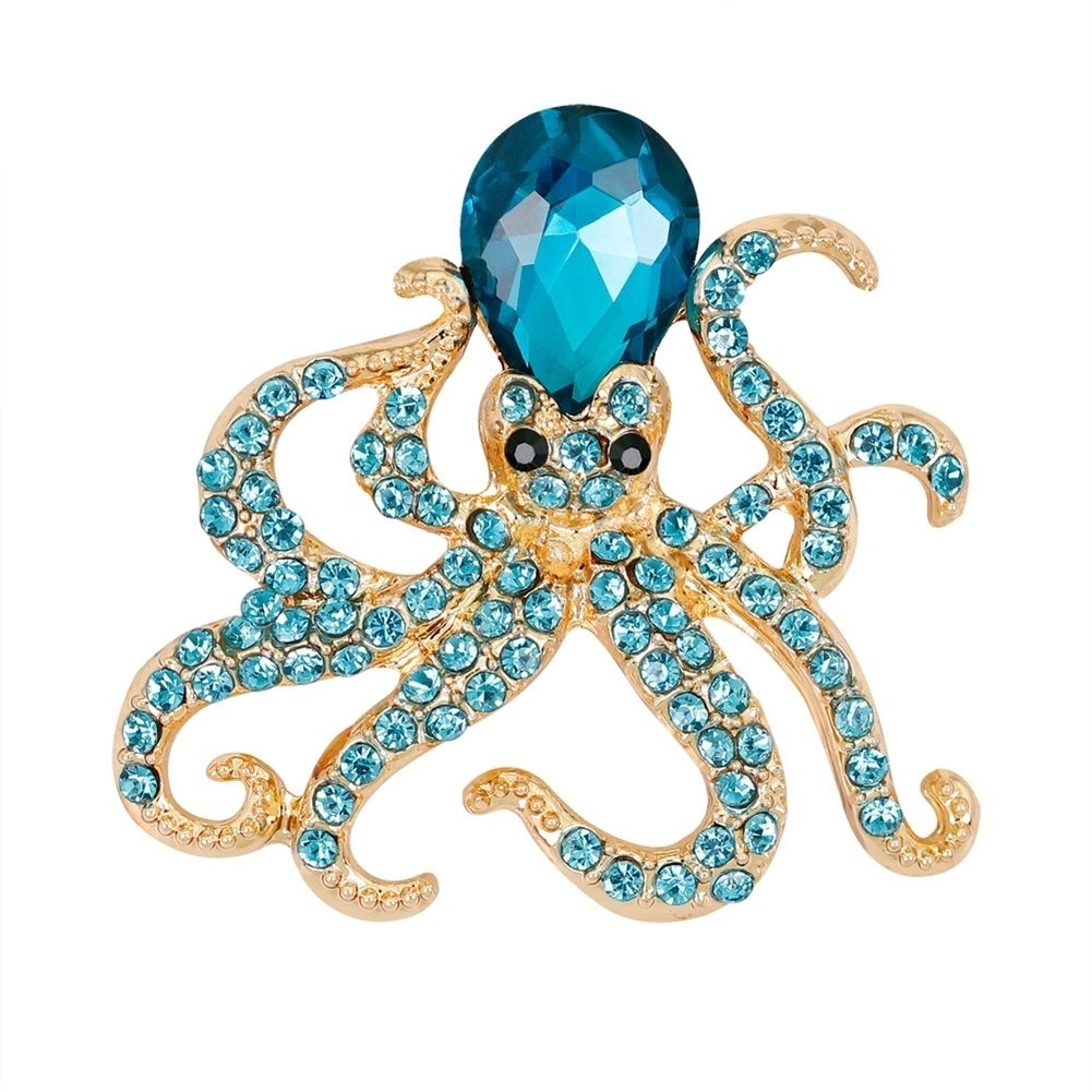 Women Fashion Rhinestones Octopus Brooch Pins Badge Coat Dress Decor Jewelry Image 12