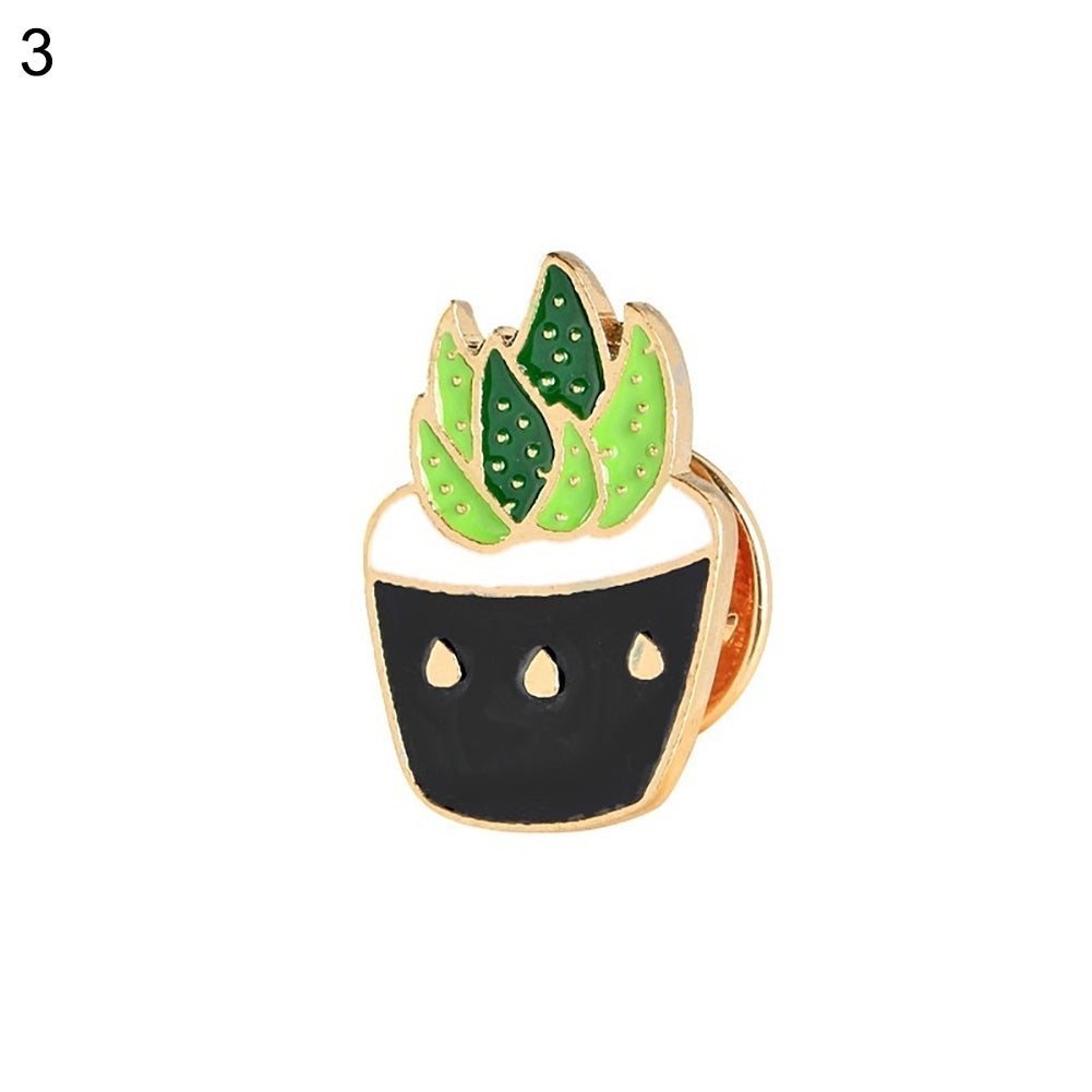 Fashion Cactus Potted Plant Enamel Women Shirt Suit Brooch Collar Pin Emblem Image 4