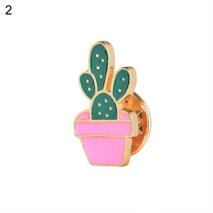 Fashion Cactus Potted Plant Enamel Women Shirt Suit Brooch Collar Pin Emblem Image 4