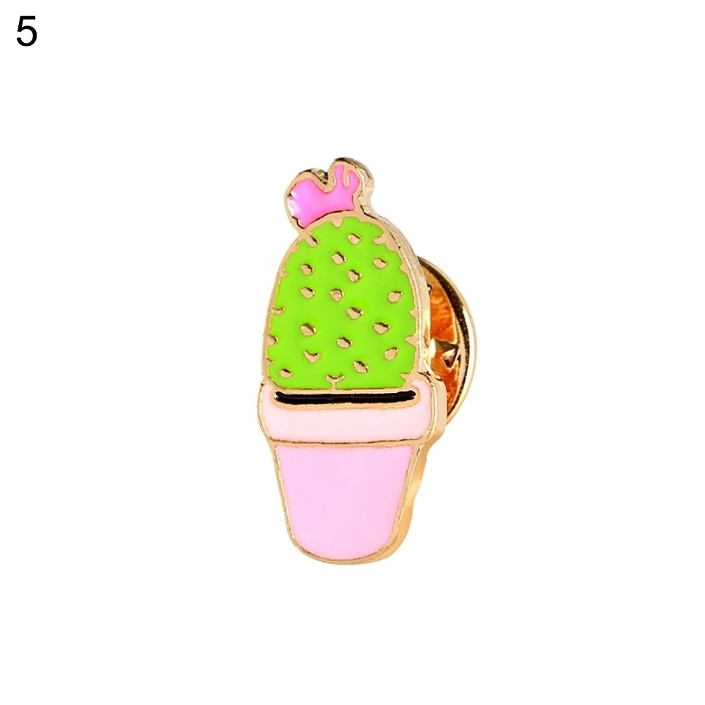 Fashion Cactus Potted Plant Enamel Women Shirt Suit Brooch Collar Pin Emblem Image 6