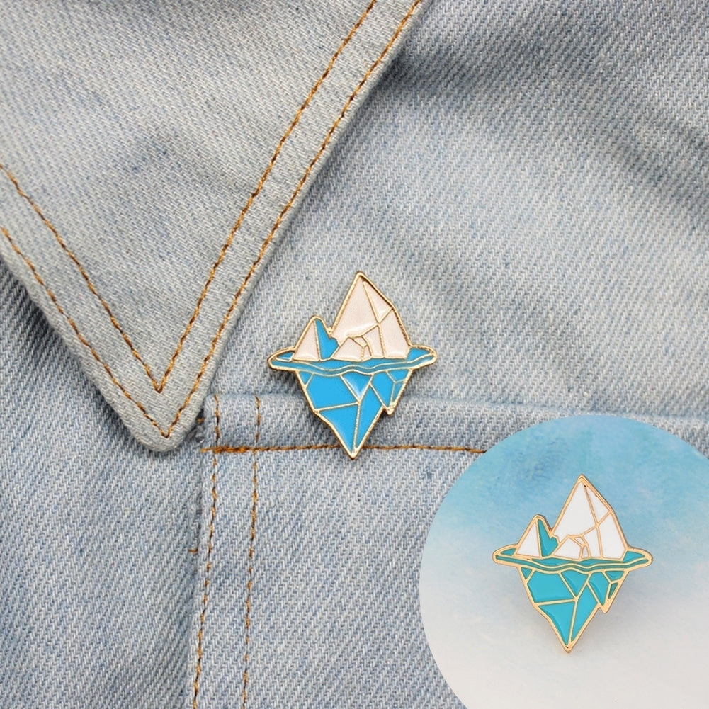 Cute Cartoon Ocean Wave Iceberg Brooch Pin Button Jacket Bag Badge Jewelry Gift Image 1