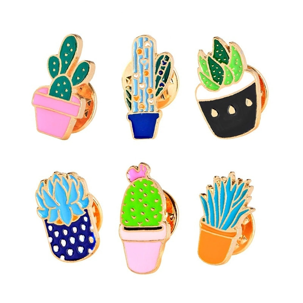 Fashion Cactus Potted Plant Enamel Women Shirt Suit Brooch Collar Pin Emblem Image 9