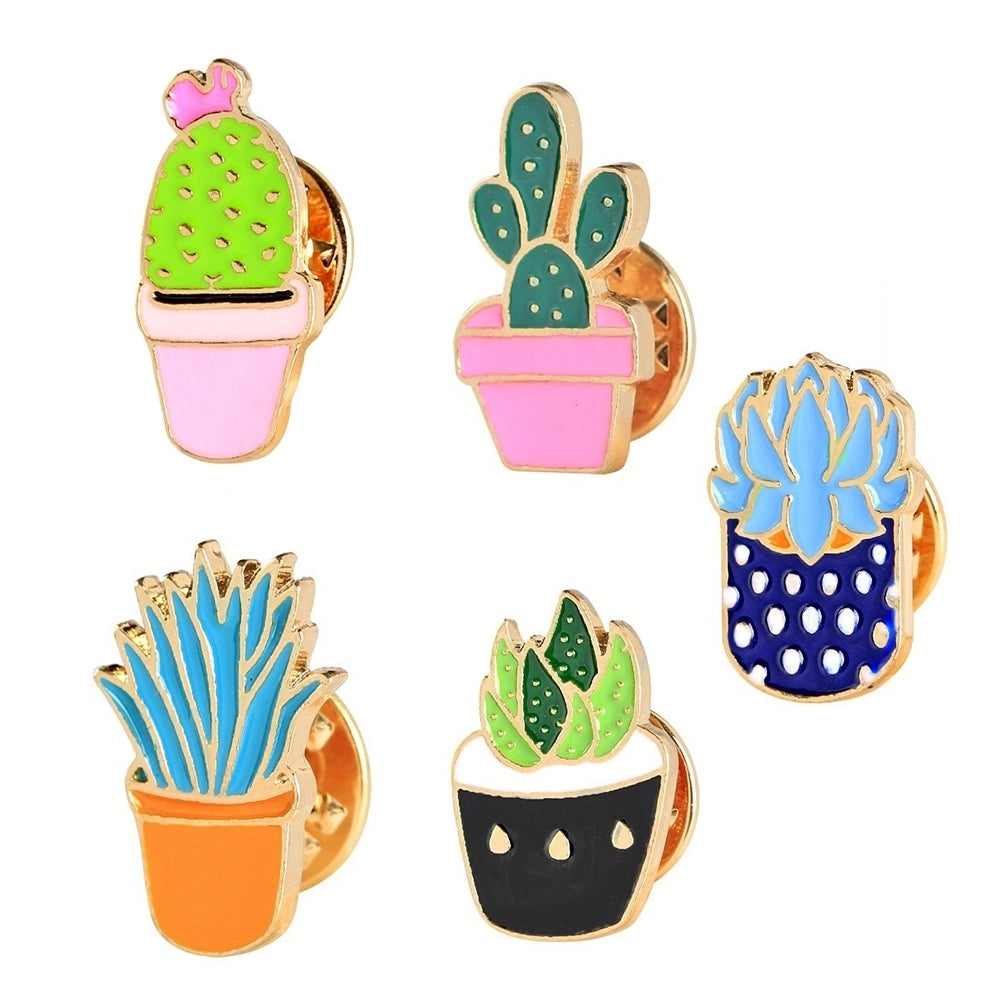 Fashion Cactus Potted Plant Enamel Women Shirt Suit Brooch Collar Pin Emblem Image 10