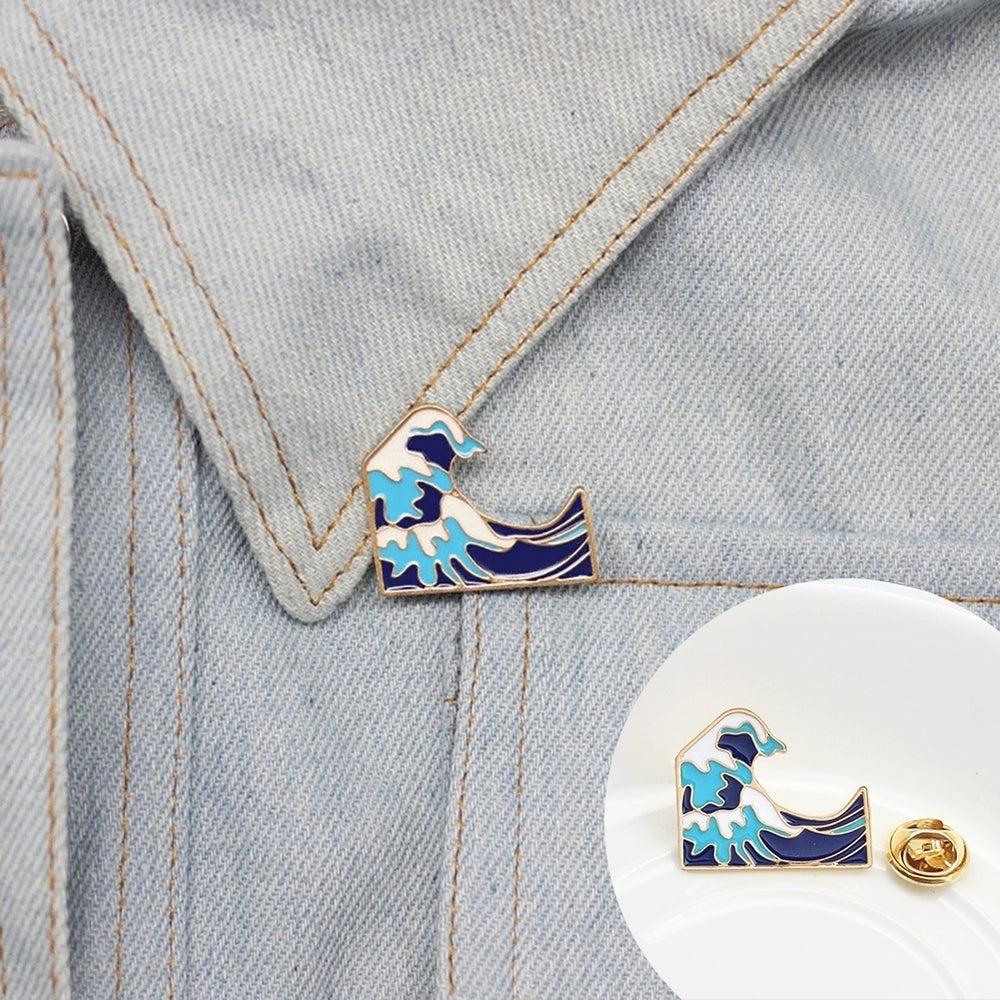 Cute Cartoon Ocean Wave Iceberg Brooch Pin Button Jacket Bag Badge Jewelry Gift Image 2