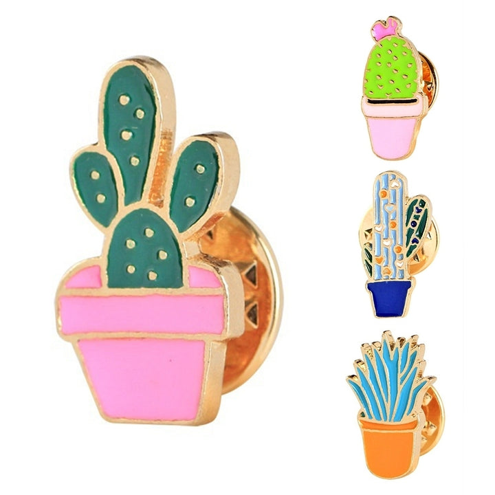 Fashion Cactus Potted Plant Enamel Women Shirt Suit Brooch Collar Pin Emblem Image 11