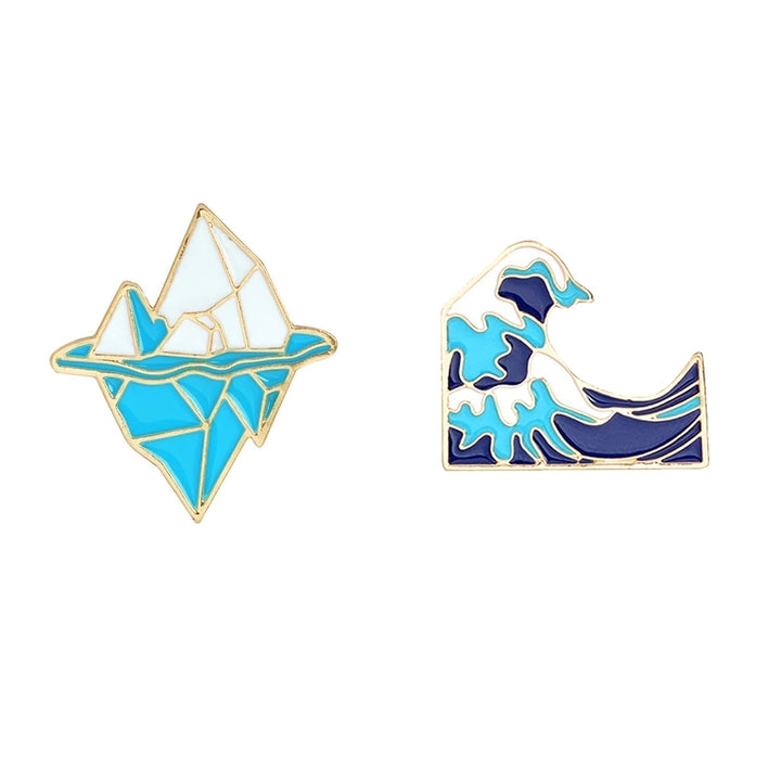 Cute Cartoon Ocean Wave Iceberg Brooch Pin Button Jacket Bag Badge Jewelry Gift Image 3