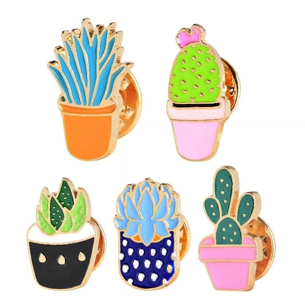 Fashion Cactus Potted Plant Enamel Women Shirt Suit Brooch Collar Pin Emblem Image 12