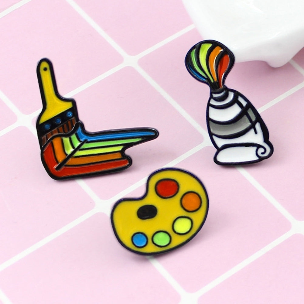 Fashion Unisex Palette Brush Paint Tube Brooch Pin Kids Bag Hat Accessory Badge Image 7