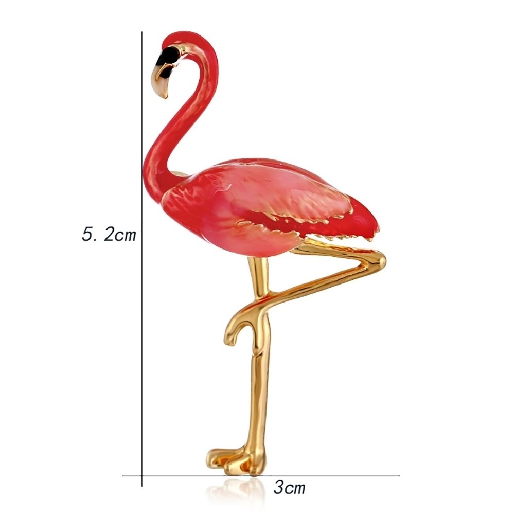 Red Enamel Flamingo Bird Brooches Pin Breastpin Women Animal Scarf Dress Jewelry Image 6