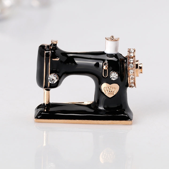 Creative Shiny Rhinestone Enamel Sewing Machine Women Brooch Pin Fashion Jewelry Image 3