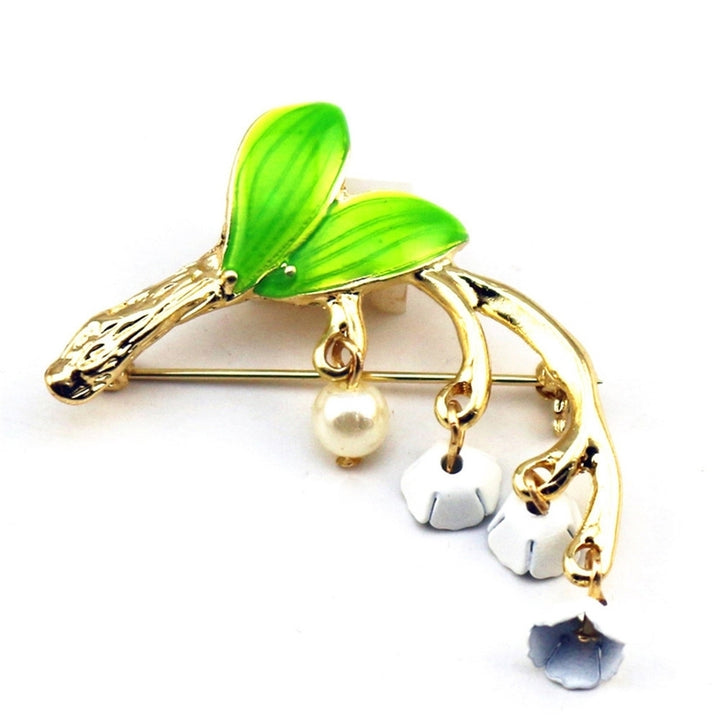 Elegant Lily of The Valley Flower Enamel Women Dress Scarf Brooch Pin Jewelry Image 3