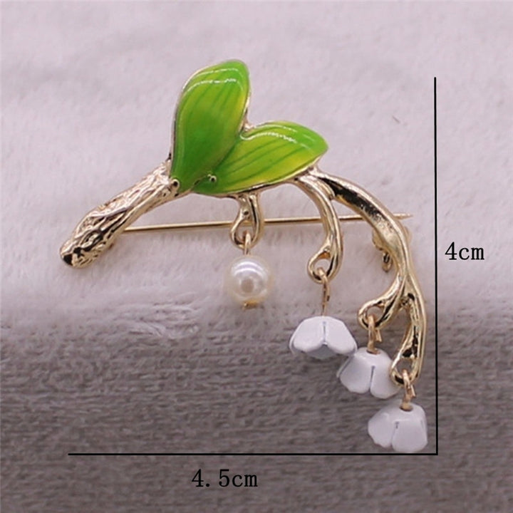 Elegant Lily of The Valley Flower Enamel Women Dress Scarf Brooch Pin Jewelry Image 7