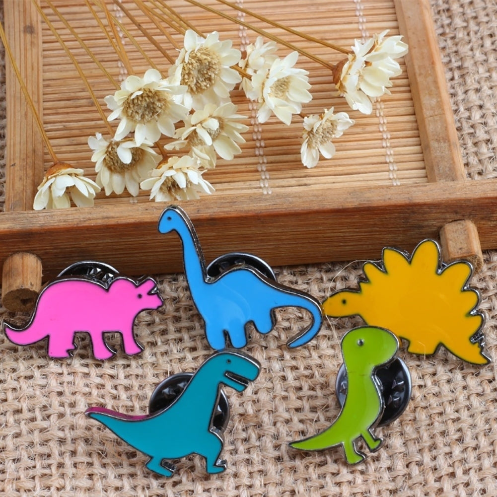 Unisex Cute Cartoon Dinosaur Animal Brooch Pin Badge Jewelry Clothes Decoration Image 2