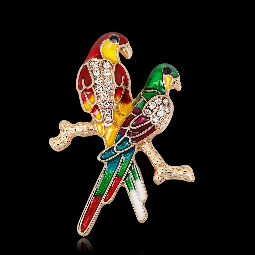 Parrot Animal Rhinestone Brooch Pin Fashion Jewelry Women Party Decor Gift Image 3