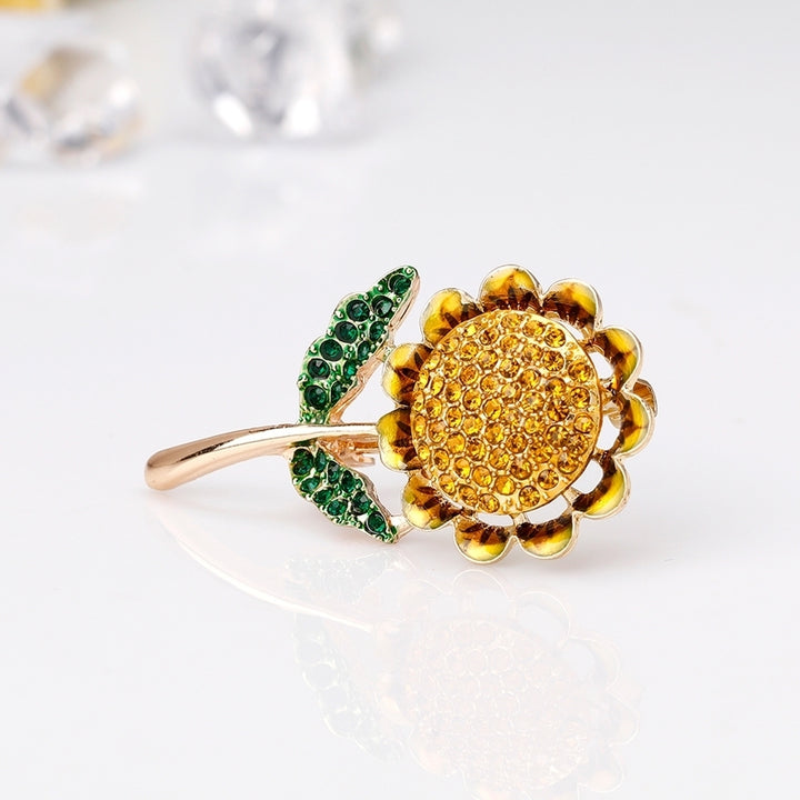 Fashion Shiny Rhinestone Sunflower Enamel Women Collar Brooch Pin Jewelry Gift Image 6