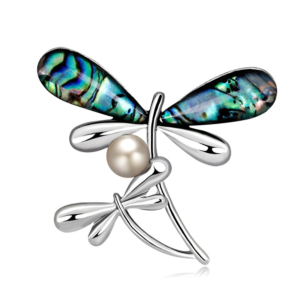 Elegant Dragonfly Faux Pearl Women Party Jewelry Shirt Brooch Pin Dress Decor Image 1