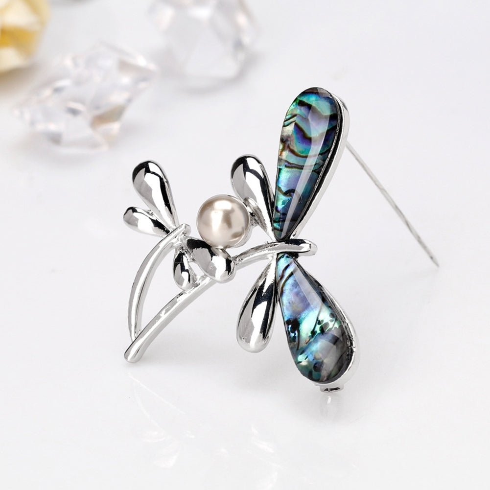 Elegant Dragonfly Faux Pearl Women Party Jewelry Shirt Brooch Pin Dress Decor Image 2