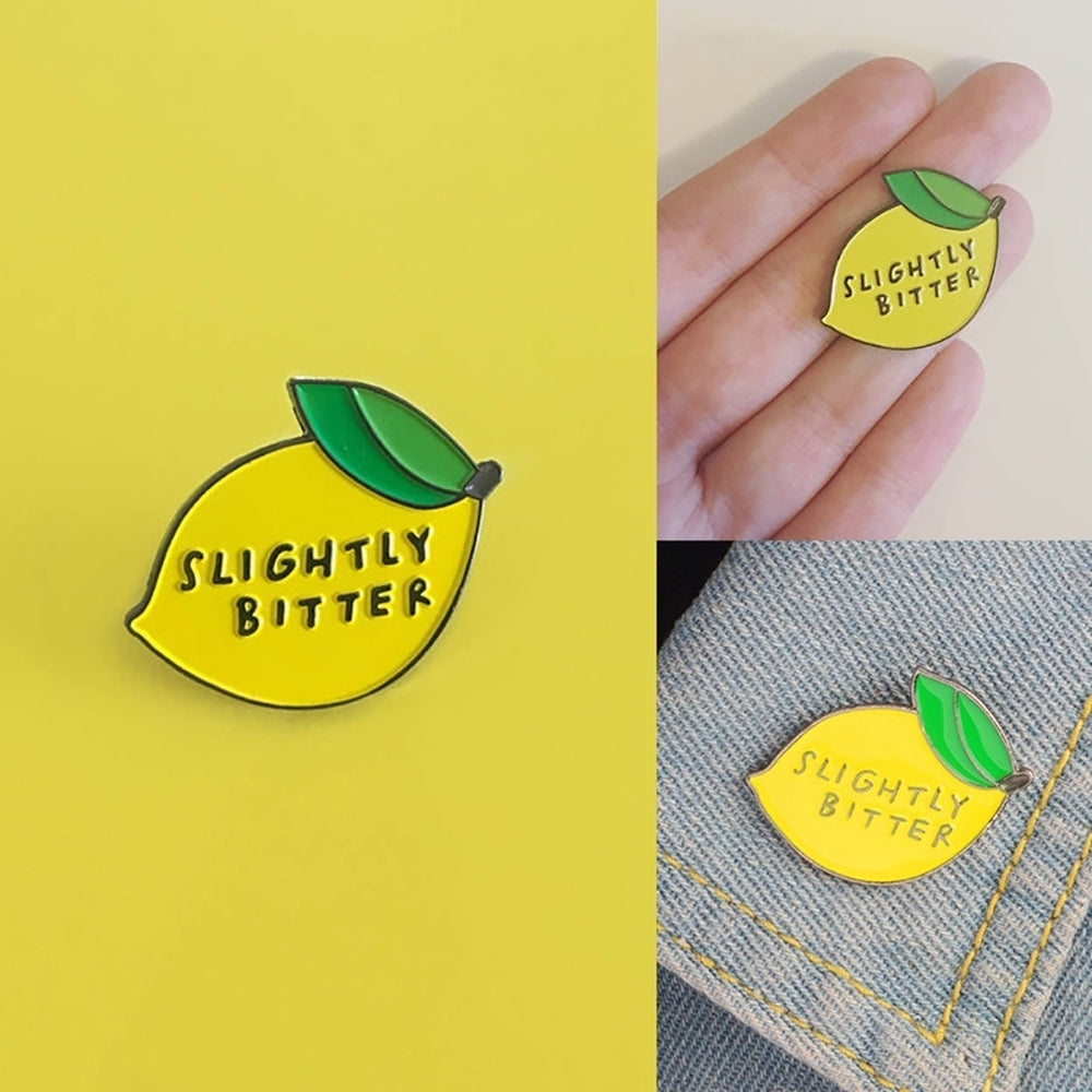 Cute Slightly Bitter Lemon Enamel Brooch Pin Backpack Hat Bag Accessory Badge Image 2