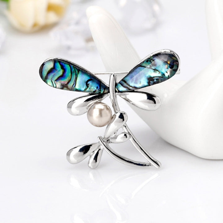 Elegant Dragonfly Faux Pearl Women Party Jewelry Shirt Brooch Pin Dress Decor Image 3