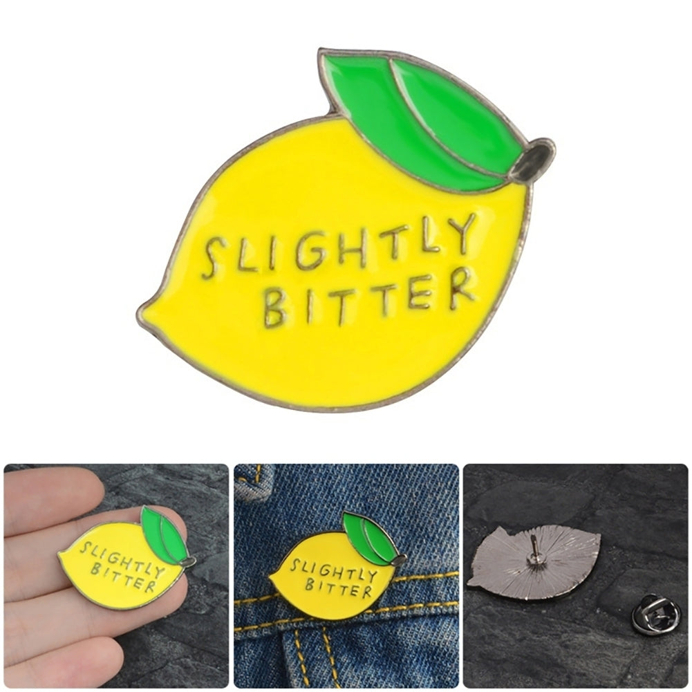 Cute Slightly Bitter Lemon Enamel Brooch Pin Backpack Hat Bag Accessory Badge Image 3