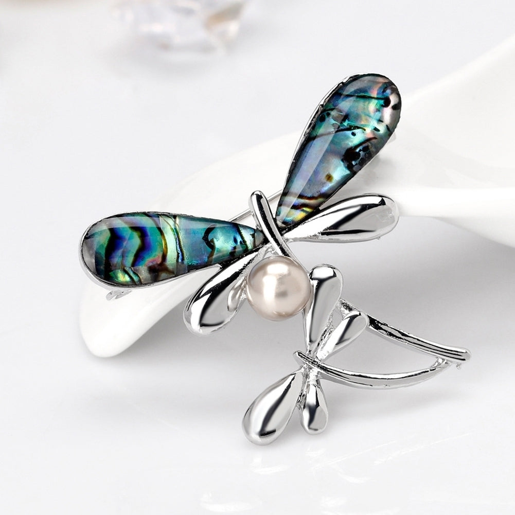 Elegant Dragonfly Faux Pearl Women Party Jewelry Shirt Brooch Pin Dress Decor Image 4