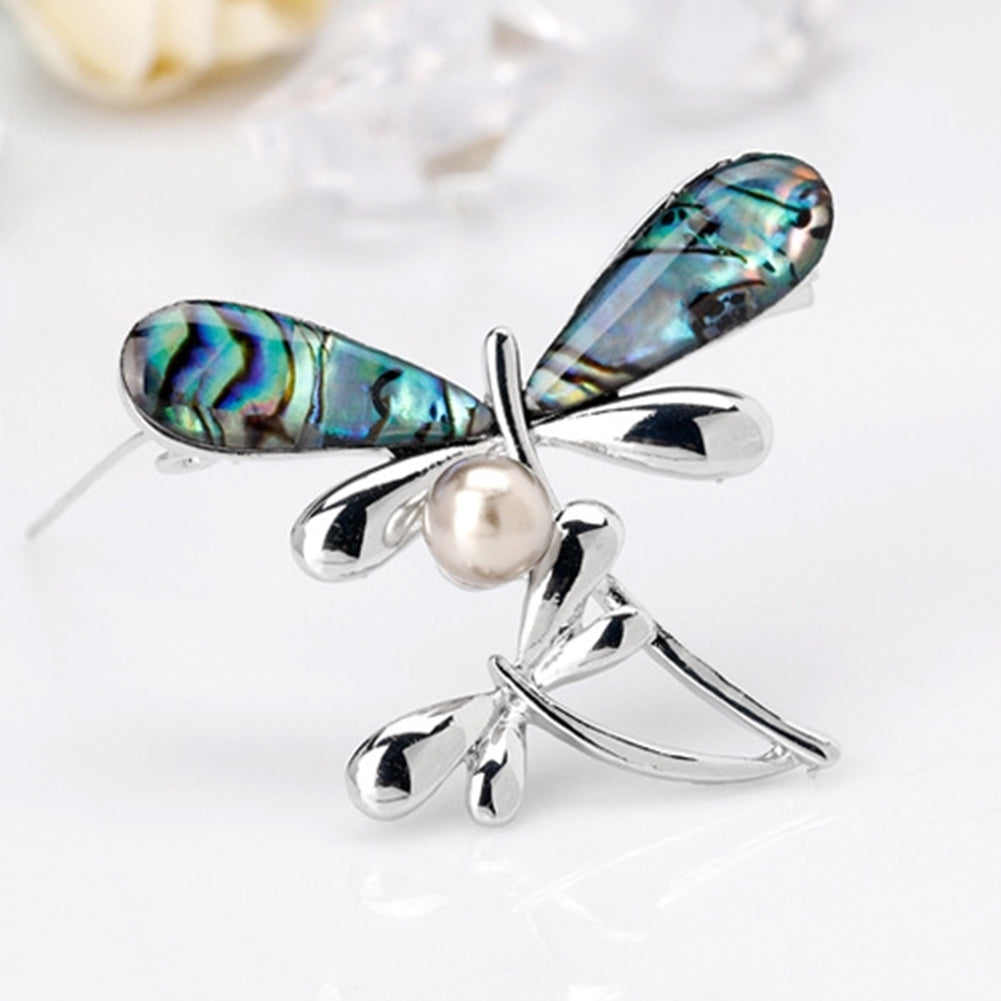 Elegant Dragonfly Faux Pearl Women Party Jewelry Shirt Brooch Pin Dress Decor Image 6