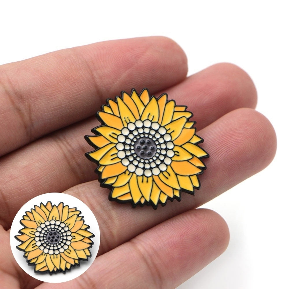 Fashion Unisex Sunflower Brooch Pin Badge Enamel Backpack Bag Jeans Decoration Image 2